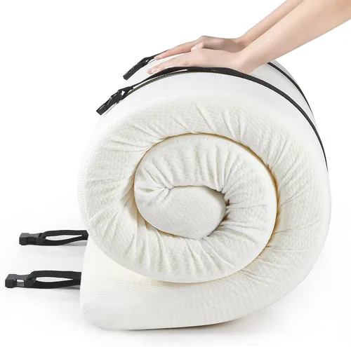 Jamdok Cubrecolchón para cuna de 3 pulgadas, cojín estrecho de espuma individual para camping, sofá cama, silla extraíble, portátil, almohadilla de