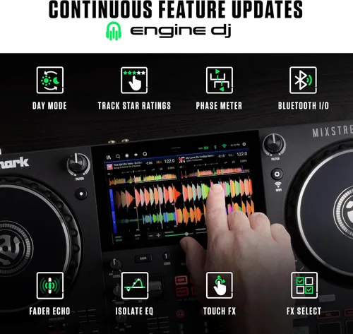 Miniatura 4 de Numark Controlador de DJ Mixstream Pro+ con Separación de Stems, 2 Decks, Transmisión Wi-Fi, Mezclador, Pantalla Táctil de 7", Altavoces, funciona