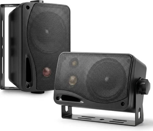 Pyramid Sistema de altavoces de 3 vías para interiores y exteriores - Par de altavoces de montaje en pared en mini caja de 3.5 pulgadas y 200 W con