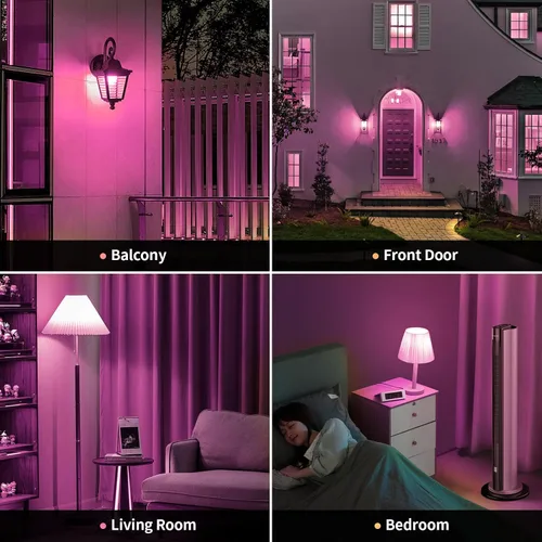 Miniatura 4 de JAHEKS Bombillas LED rosas para interiores y exteriores, 9 W (equivalente a 60 W), base E26, bombilla rosa para Navidad, Halloween, boda, fiesta
