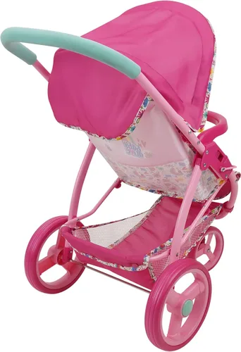 Miniatura 4 de Baby Alive: Cochecito de muñeca para correr, rosa y arcoíris, se adapta a muñecas de hasta 24 pulgadas, toldo retráctil, barra de parachoques