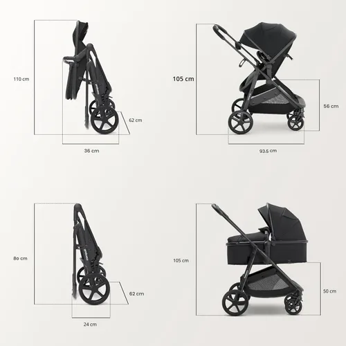 Miniatura 4 de Mompush Wiz - Cochecito de bebé 2 en 1 con modo Pramette para bebé, convertible plegable con una sola mano, para recién nacidos a niños pequeños
