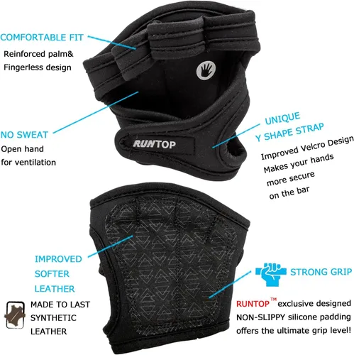 Miniatura 2 de RUNTOP Guantes de entrenamiento para fitness, entrenamiento cruzado, WODS, gimnasio, yoga, ejercicio, almohadillas de agarre para levantamiento