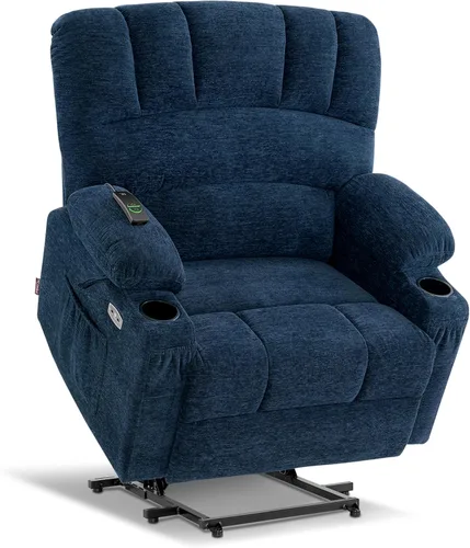 Miniatura 18 de MCombo Silla Reclinable Elevadora Eléctrica de Gran Tamaño para Ancianos, Silla Elevadora con Calor y Masaje, Reclinable Elevadora para Grandes