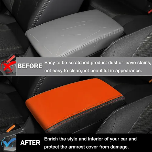 Miniatura 5 de Funda para reposabrazos de consola central para Subaru Crosstrek/Impreza, accesorios 2024 2025 2026 de cuero para consola central, caja de naranja
