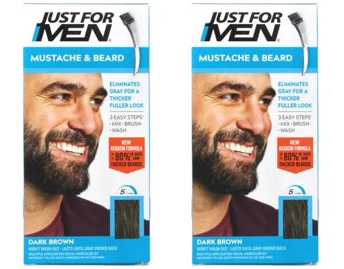 JUST FOR MEN Gel de color para bigote y barba M-45, marrón oscuro 1 cada uno (paquete de 2)