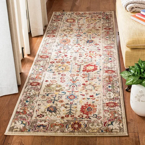 Miniatura 12 de SAFAVIEH Kashan Collection - Alfombra de área de 2 x 3 pies, color beige y gris pardo, diseño oriental tradicional, no desprende pelusa y de fácil