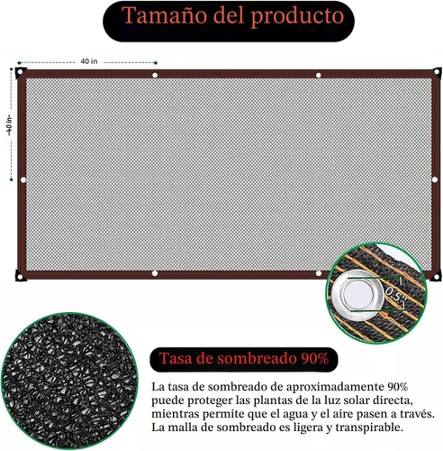 Miniatura 6 de Paño de sombra – Malla de malla para jardín con ojales, cubierta solar para pérgola, plantas de patio, invernadero, gallinero, tasa de sombreado