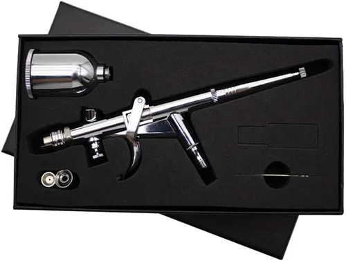 Miniatura 12 de Pistola de disparo de aerógrafo Cepillo de aire de doble acción con agujas de 0.012 in 2CC/5CC/13CC Copa para pintar Kit aerógrafo 166AK 0.012 in