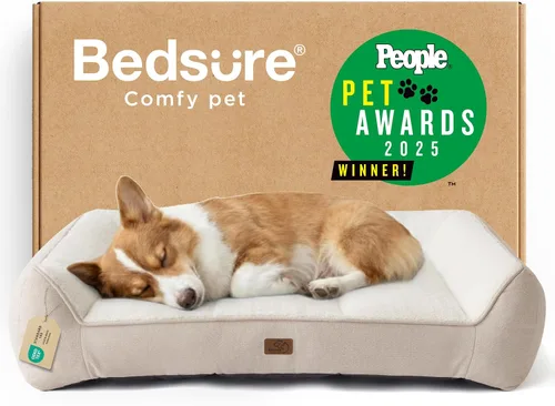 Miniatura 12 de Bedsure Cama ortopédica para perros de tamaño mediano, camas extra gruesas de apoyo para perros medianos con funda impermeable lavable, cómodo sofá