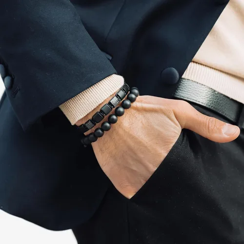 Miniatura 3 de Pulsera de cuentas planas de la colección GT, pulseras ajustables de gemas para hombres