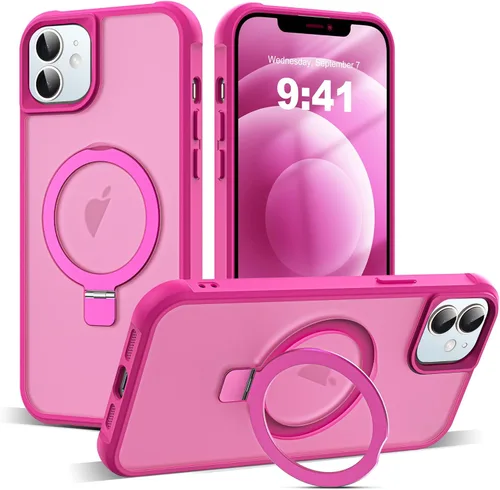 Miniatura 43 de SKYLMW – Funda compatible con iPhone 12 Pro Max y iPhone 13 Pro Max con soporte magnético invisible tipo anillo, fundas translúcidas para teléfonos