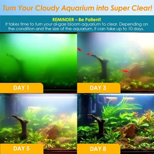 Miniatura 2 de Filtro de Acuario AquaMiracle con Luz U - V y Esponja Pre-Filtro, Filtro de Tanque de Peces con Temporizador para Agua Verde, Máquina Limpia Verde