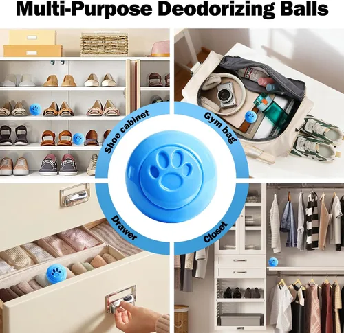 Miniatura 5 de SCENTORINI Bolas desodorantes para zapatos, paquete de 8 bolas desodorizantes de lino, eliminador de olores para zapatos, botas, ambientador