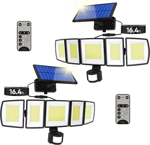 Miniatura 11 de MDCMDCM Luces solares de movimiento para exteriores, con cable de 16.4 pies, luces LED de seguridad de 3000 lm para exteriores del atardecer al