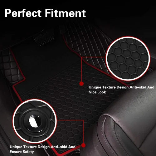 Miniatura 7 de Tapete de goma para piso de automóvil para Honda Civic Sedan 10ª generación 2016 2017 2018 2019 2020 2021, ajuste personalizado, tapete de Negro rojo