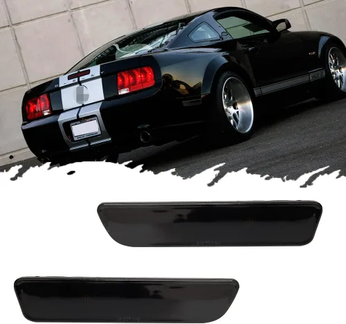 JDMTECH Para Ford Mustang 2005 2006 2007 2008 2009 Carcasas de luz indicadora lateral trasera Lente ahumada Vivienda ahumada