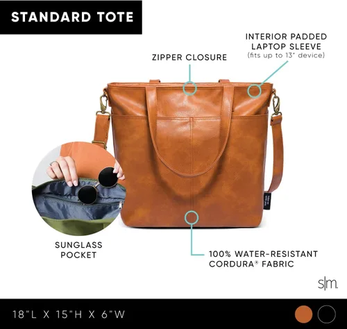 Miniatura 3 de Simple Modern Bolso de mano de piel vegana para mujer Bolso grande de trabajo para portátil con cremallera superior para viajes, escuela, profesora