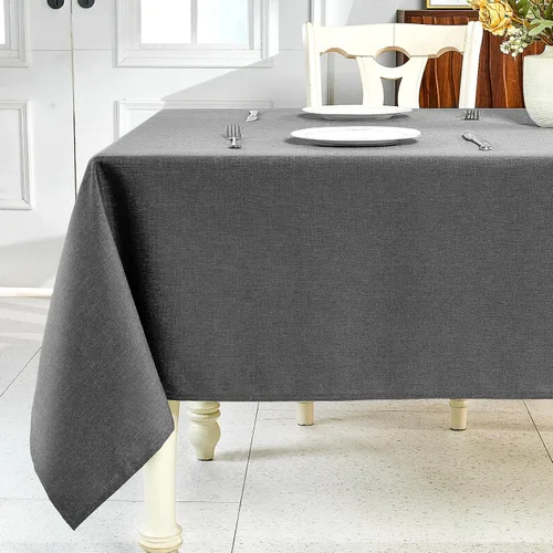 Miniatura 18 de IVAPUPU Mantel de Lino Texturizado para Mesa Rectangular - Mantel de Tela Impermeable Rectangular Sin Arrugas Limpiable Cubierta de Comedor