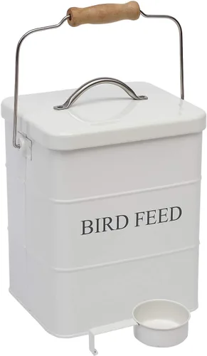 Geyecete Comedero para pájaros, tarro de comida para mascotas, contenedor hermético para almacenamiento de alimentos, color blanco