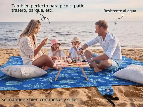 Miniatura 4 de WEKAPO Manta de Playa Impermeable a Prueba de Arena de Tamaño Extra Grande, Alfombrilla de Playa Extra Grande Libre de Arena, Alfombrilla Ligera