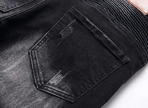 Miniatura 6 de Liuhond Skinny Slim Fashion - Jeans elásticos de motociclista de Hip Hop con agujeros rectos rasgados
