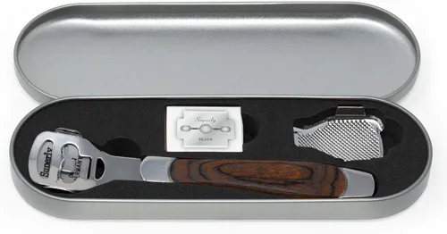Miniatura 8 de Allura Cuidado de los pies Pedicura Callos Cortador Rasp File Hard Skin Maíz Removedor de Maíz Mango de Madera 10 Cuchillas (Estuche Incluido)