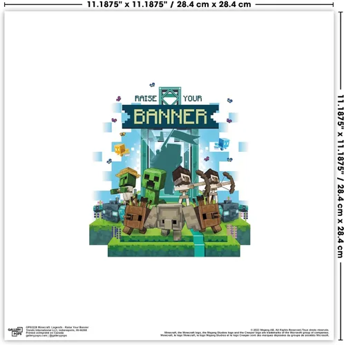 Miniatura 6 de Trends International Gallery Pops Minecraft: Legends - Arte de pared con texto en inglés "Raise Your Banner", versión sin marco, 12 x 12 pulgadas