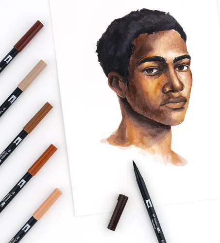 Miniatura 7 de Tombow 56170 Rotuladores artísticos de doble pincel, retrato, paquete de 10. Marcadores mezclables, con pincel y punta fina