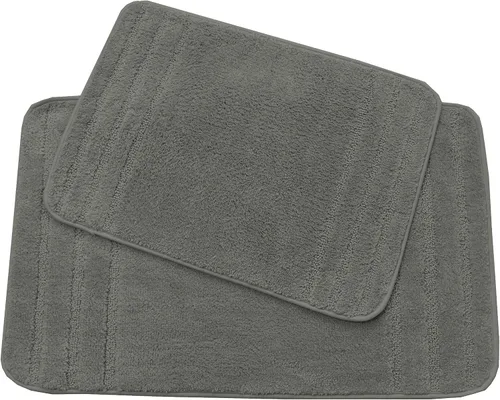 Miniatura 4 de All American Collection Juego de 2 alfombrillas de baño rectangulares antideslizantes de felpa lanuda absorbente de agua para baño y bañera de Beige
