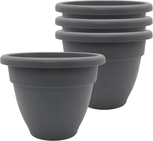 Miniatura 25 de The HC Companies, Caribbean - Maceta de plástico y ligera de 6 pulgadas para interiores y exteriores, maceta para hierbas y flores, color negro