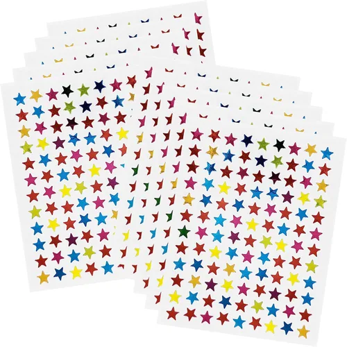 Miniatura 10 de Calcomanías de estrella plateada de 0.3 pulgadas de diámetro, 1080 piezas, 10 hojas, calcomanías de recompensa para niños, ideales para gráficos