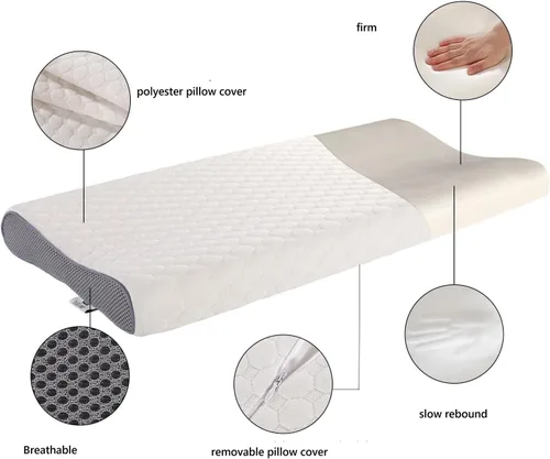 Miniatura 3 de SUQ I OME Slim Sleeper-Thin Memory Foam Pillow, de perfil delgado y bajo, para dormir boca abajo, 23.6 x 13.7 x 2.4/1.9 pulgadas, firme