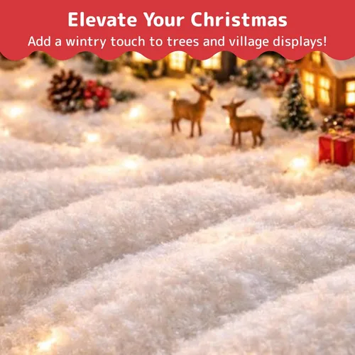 Miniatura 5 de PREXTEX Rollo de nieve artificial – Pelusa grande para exhibiciones de pueblo de Navidad, decoración de mesa de 94 x 31 pulgadas y escenas de fiesta