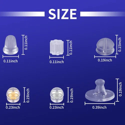 Miniatura 3 de 570 piezas de respaldos de goma para aretes, respaldos de silicona hipoalergénicos, respaldos de plástico transparentes para aretes, tope de bala