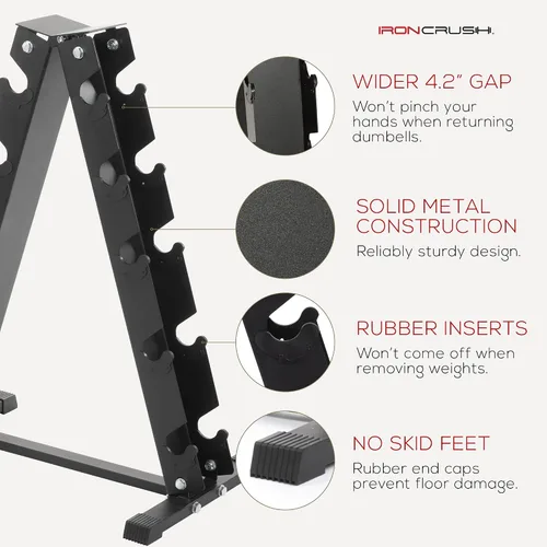 Miniatura 4 de Iron Crush Soporte para mancuernas con marco A, capacidad de peso resistente de 500 libras para el hogar o el gimnasio