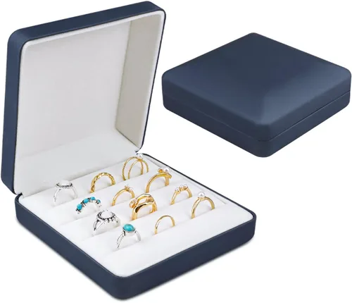 Caja organizadora de anillos de joyería, pequeña caja de joyería de viaje, estuche portátil de almacenamiento de anillos, caja de soporte de bandeja