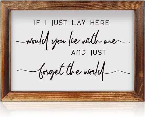 CHDITB Letrero de madera enmarcado con texto en inglés "If I Just Lay Here" (16 x 11 pulgadas), letrero de madera para mesa de pared con citas