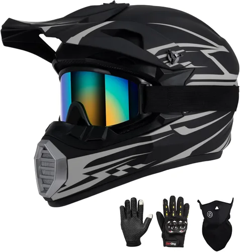 Casco de motocross para niños y jóvenes aprobado por DOT, Casco de cara completa para ATV, moto de todoterreno y bicicleta de tierra para adultos,