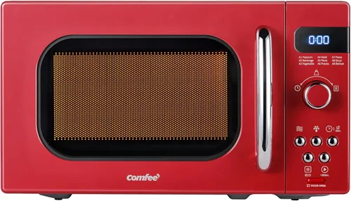 Miniatura 10 de COMFEE' Horno de microondas pequeño retro con tamaño compacto, 9 menús preestablecidos, plato giratorio con memoria de posición, función