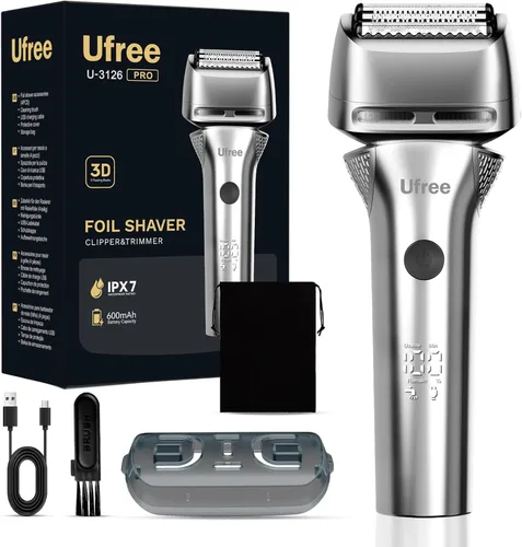 Ufree Afeitadora de papel de aluminio con recortadora emergente, maquinilla de afeitar eléctrica de 8,500 RPM para hombres, afeitadora eléctrica