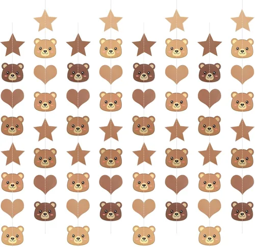 Decoraciones de fiesta de cumpleaños de oso, pancarta de animales para revelación de género, cumpleaños, boda, baby shower, temática de osos para