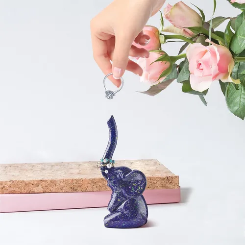 Miniatura 6 de PUDDING CABIN Soporte para anillos de elefante morado, lindo organizador de anillos, regalo único de elefante para mujeres, mamá, día de la madre
