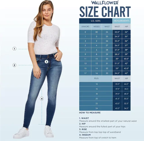 Miniatura 5 de WallFlower Ultra Crop Insta Soft Juniors - Jeans de tiro medio para mujer (estándar y plus)