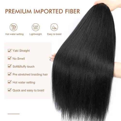Miniatura 3 de Cabello trenzado preestirado - 12 pulgadas, 8 paquetes, cabello trenzado natural negro corto para trenzas torcidas o trenzas en caja, extensiones