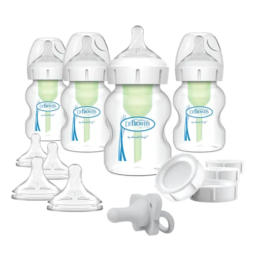 Dr. Brown's Biberones para lactancia materna, Options+ Juego de alimentación de cuello ancho de pecho a biberón Set de alimentación de pecho a