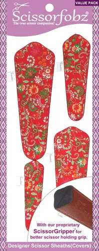 Miniatura 25 de Fundas protectoras para tijeras de diseñador, 4 unidades, tamaño surtido, diseño floral victoriano azul #4-304 Jardín floral victoriano azul