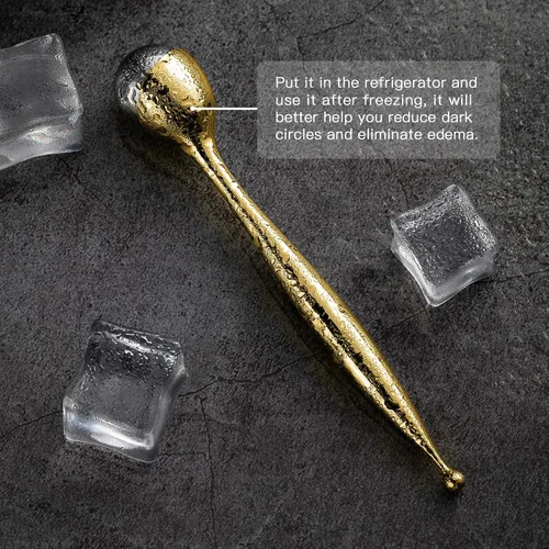 Miniatura 6 de LISAPACK Varita de rodillo de crema de ojos de metal, masaje facial, masajeador facial para aplicador, reduce la hinchazón (dorado)