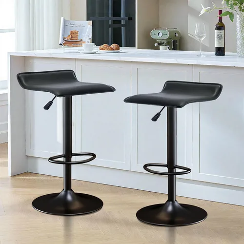 Vogue Furniture Direct Juego de 2 taburetes de bar giratorios ajustables, modernos taburetes de altura de mostrador de piel sintética sin respaldo