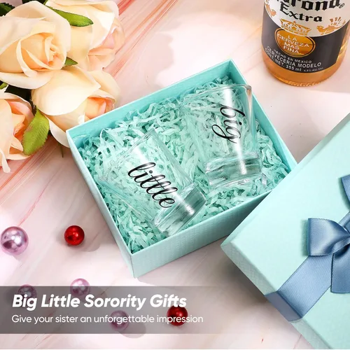 Miniatura 4 de Lounsweer 2 Piezas Vasos de Chupito de Hermandad Grande Pequeña con Base Gruesa Regalos de Hermandad Grande Pequeña 2 oz Vasos de Chupito de Tequila